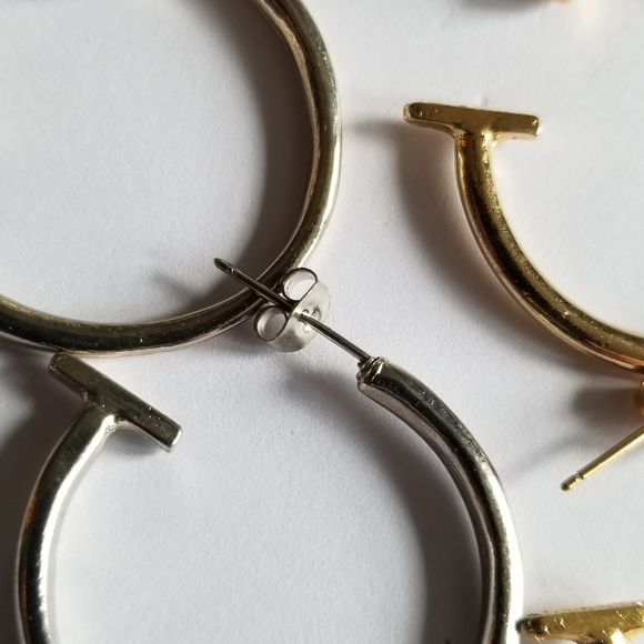 Lot of earrings charm holder six pairs gold tone and silver tone - Picture 4 of 16